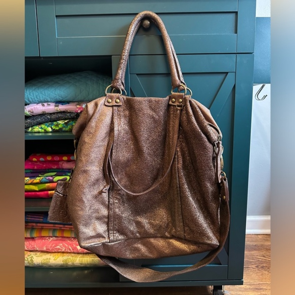 Hayden Harnett Metallic Bronze Y2K Tote Bag Hidden Mickey Disney McBling Emo